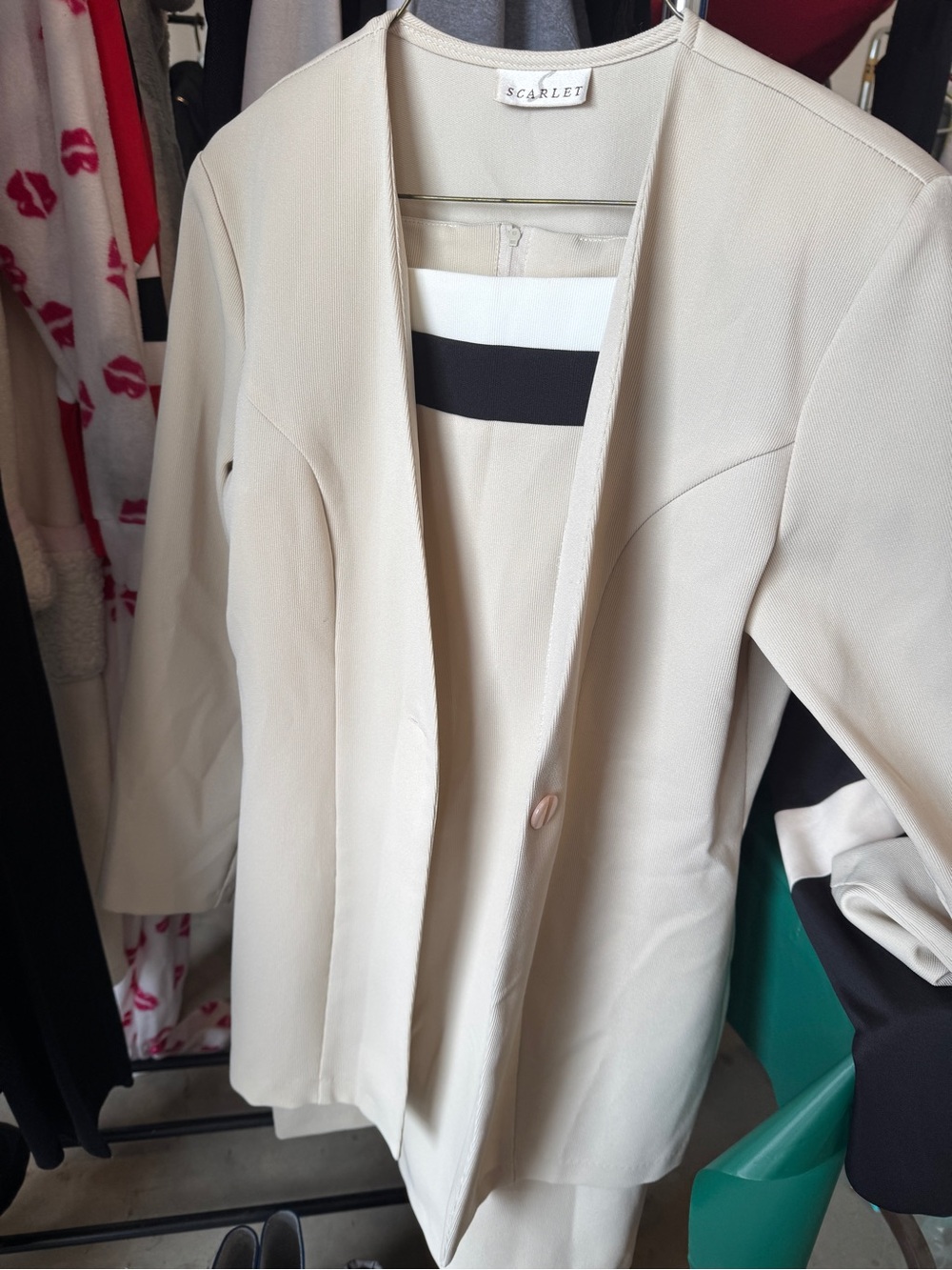 Scarlett Cream Open-Front Skirt Set Jacket